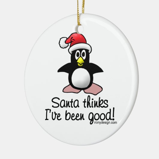 De kerstman denkt dat ik goed ben geweest. keramisch ornament (Links)