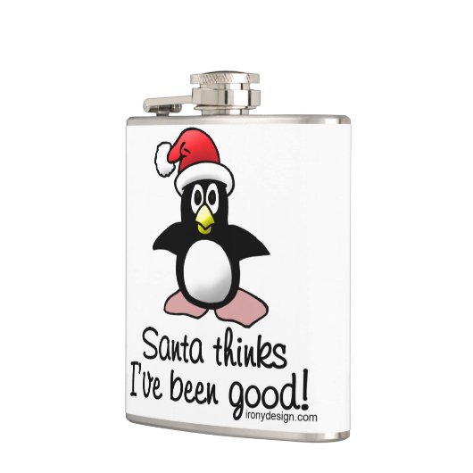 De kerstman denkt dat ik goed ben geweest. Kerstpi Heupfles (Links)