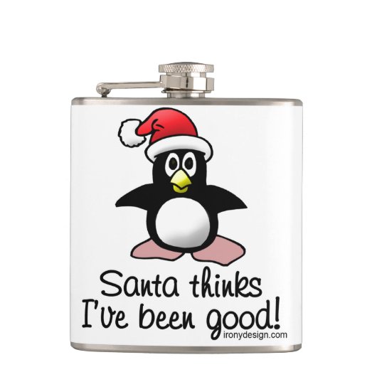 De kerstman denkt dat ik goed ben geweest. Kerstpi Heupfles (Voorkant)