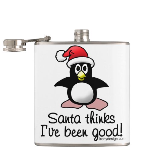 De kerstman denkt dat ik goed ben geweest. Kerstpi Heupfles (Geopend)