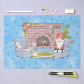 De Kerstman die door de Fireplace met Pasen Bunny  Tissuepapier (Craft)
