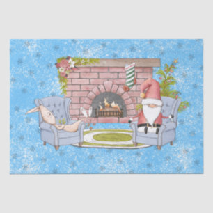 De Kerstman die door de Fireplace met Pasen Bunny Tissuepapier