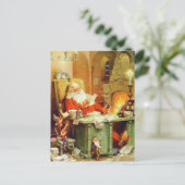 De Kerstman die een Lijst maken, die het tweemaal Feestdagenkaart (Staand voorkant)