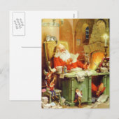 De Kerstman die een Lijst maken, die het tweemaal Feestdagenkaart (Voorkant / Achterkant)