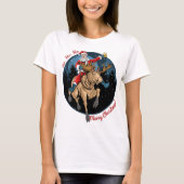 De kerstman die een maanie bestuurt t-shirt (Voorkant)