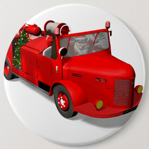 De Kerstman die een Vrachtwagen van de Brand Ronde Button 6,0 Cm