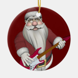 De Kerstman die Elektrische Gitaar spelen Keramisch Ornament