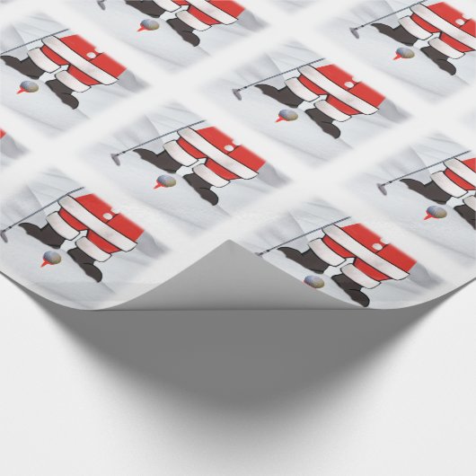 De kerstman die Golf speelt in de sneeuw Cadeaupapier (Hoek)