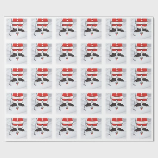 De kerstman die Golf speelt in de sneeuw Cadeaupapier (Vlak)