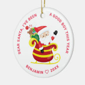 De kerstman die ik heb gemaakt... keramisch ornament (Links)