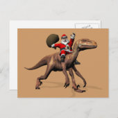 De Kerstman die op Deinonychus berijden Feestdagenkaart (Voorkant / Achterkant)