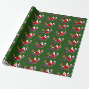 De Kerstman die op een Knuppel vliegen Cadeaupapier