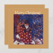 De kerstman die op een sneeuwlogboek zit feestdagenkaart (Voorkant / Achterkant)