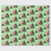 De kerstman die zijn lijst controleert personalise cadeaupapier (Vlak)