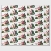 De kerstman die zijn lijst controleert personalise cadeaupapier (Vlak)