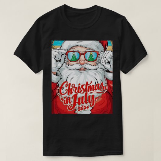 De Kerstman draagt een zonnebril met een reflectie T-shirt (Design voorkant)