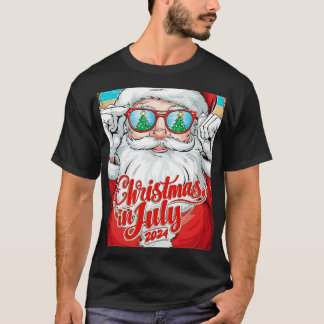 De Kerstman draagt een zonnebril met een reflectie T-shirt