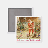 De Kerstman en de Elven in de Noordpool Stables Magneet (Voorkant / Achterkant)