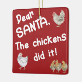 De Kerstman en de kippen hebben het met kerst geda Keramisch Ornament (Links)