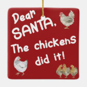 De Kerstman en de kippen hebben het met kerst geda Keramisch Ornament (Achterkant)