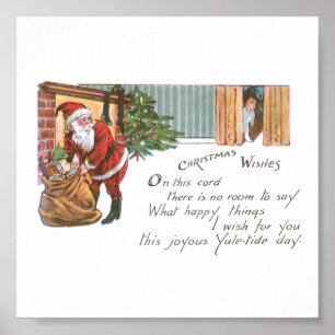 De kerstman en de kleine jongen die moeten slapen poster
