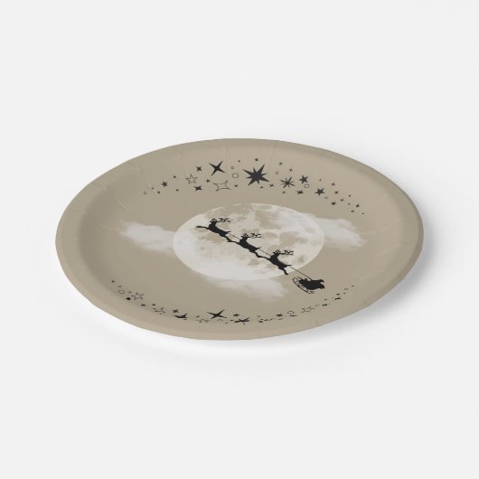 De Kerstman en de maan papieren borden Papieren Bordje (Gekanteld)
