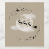 De kerstman en de maan wijn etiket (Enkel label)