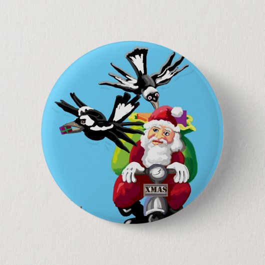 De kerstman en de magneten ronde button 5,7 cm (Voorkant)