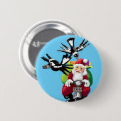 De kerstman en de magneten ronde button 5,7 cm (Voorkant /achterkant)