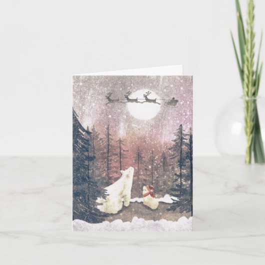 De Kerstman en de Polar Beren Feestdagen Kaart (Voorkant)