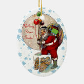 De kerstman en de smalle schoorsteen keramisch ornament (Achterkant)