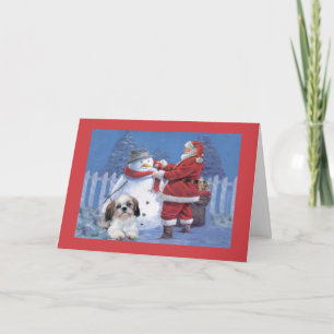 De Kerstman en de Sneeuwman van de Kerstkaart van Feestdagen Kaart
