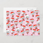 De Kerstman en de Sneeuwman van het Patroon van Feestdagenkaart (Voorkant / Achterkant)