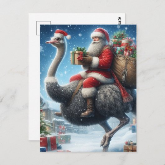 De Kerstman en de struisvogel Briefkaart (Voorkant / Achterkant)