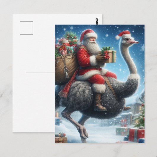 De Kerstman en de struisvogel Briefkaart (Voorkant / Achterkant)