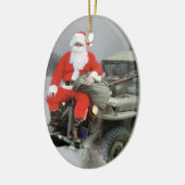 De Kerstman en de WW2 1/4x4 Vrachtwagen Keramisch Ornament (Links)