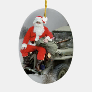 De Kerstman en de WW2 1/4x4 Vrachtwagen Keramisch Ornament