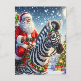 De Kerstman en een Zebra Fantasy Briefkaart