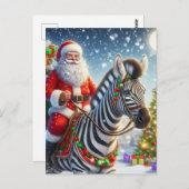 De Kerstman en een Zebra Fantasy Briefkaart (Voorkant / Achterkant)