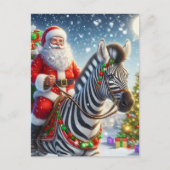 De Kerstman en een Zebra Fantasy Briefkaart (Voorkant)