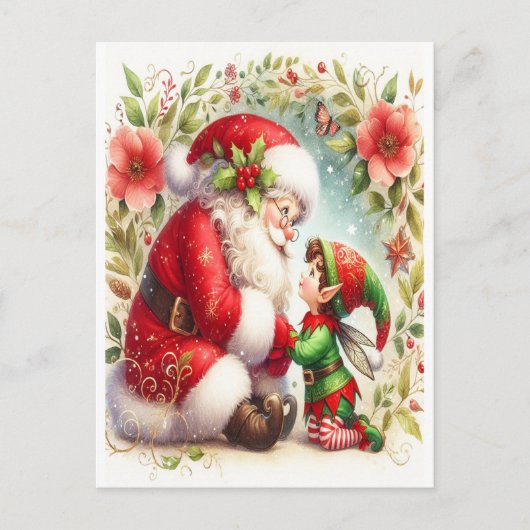 De Kerstman en Elf 6 Briefkaart (Voorkant)