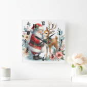 De Kerstman en het rendier 6 Vierkante Klok (Huis)