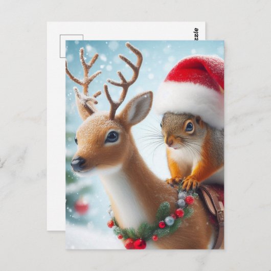 De Kerstman en het rendier Briefkaart (Voorkant / Achterkant)