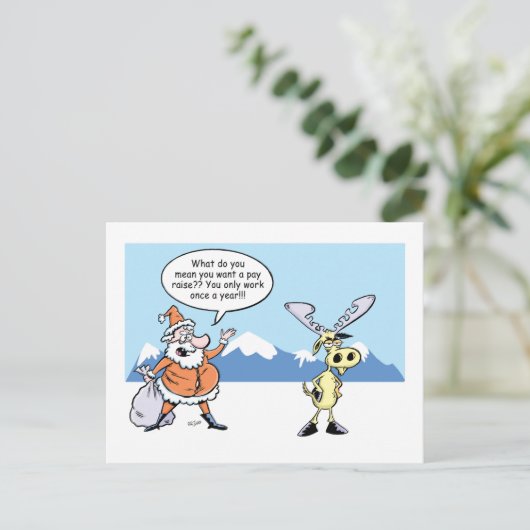 De Kerstman en het Rendier van de Cartoon van Feestdagenkaart (Staand voorkant)