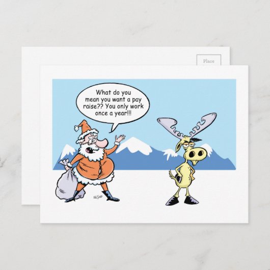 De Kerstman en het Rendier van de Cartoon van Feestdagenkaart (Voorkant / Achterkant)