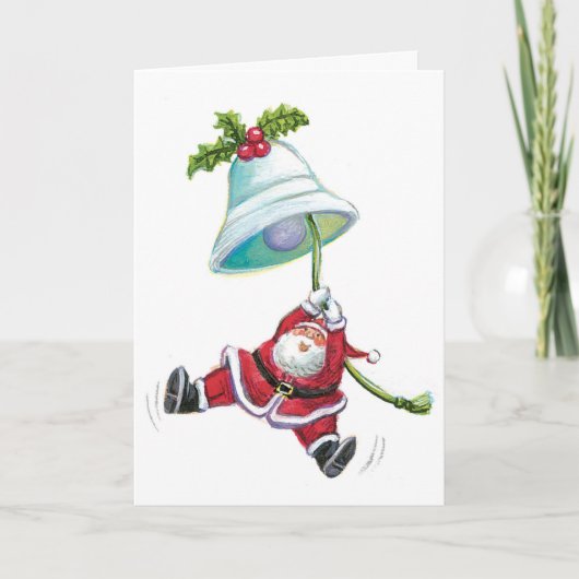 De Kerstman en het Wenskaart van de Klok van Feestdagen Kaart (Voorkant)