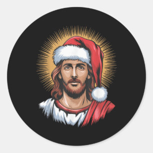 De Kerstman en Jezus zagen we die vrolijke kerst g Ronde Sticker