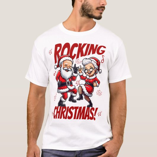 De kerstman en mevrouw Claus dansen T-shirt (Voorkant)