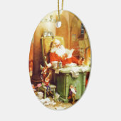 De kerstman en mevrouw Claus en de Elves controler Keramisch Ornament (Links)