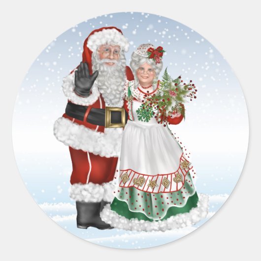De Kerstman en mevrouw Claus Sticker (Voorkant)